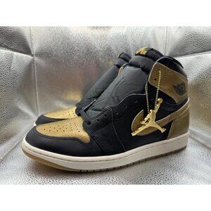Size 12 Air Jordan 1 Mens Retro OG High Black Metallic Gold Sneakers DZ5485-071